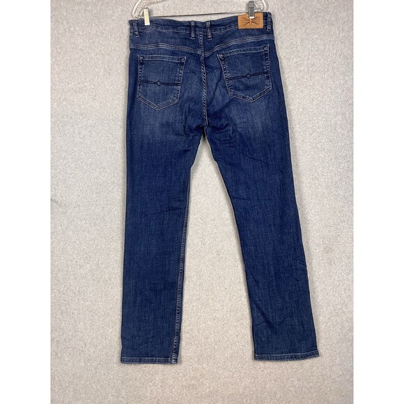 7 Downie Street Pants London Mid-Rise Straight Men’s 34X32  Denim Blue Stretch - Picture 6 of 12